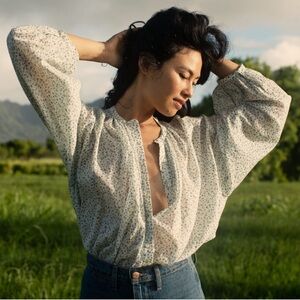 DÔEN The Jane Blouse in Blue Baby Kate XS